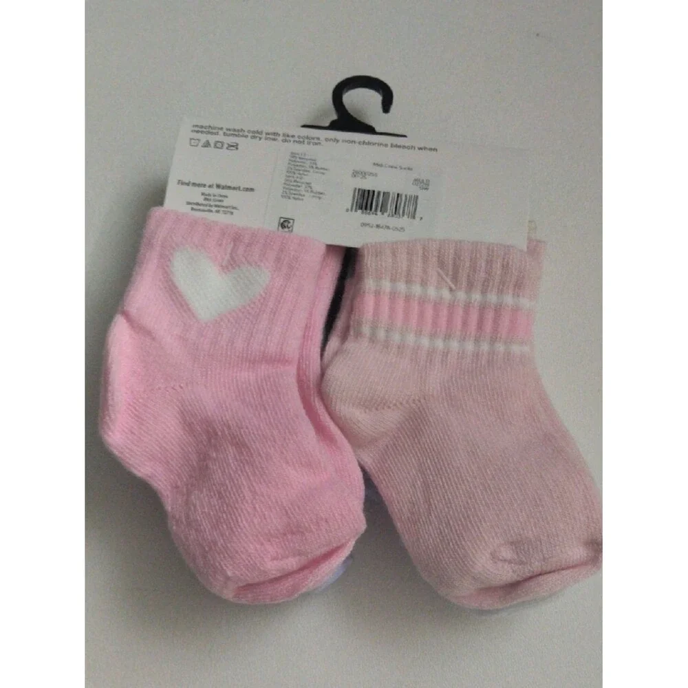 Wonder nation Infant Girls Multi Color Socks 6 Pairs Ribbed Leg New 0-6M